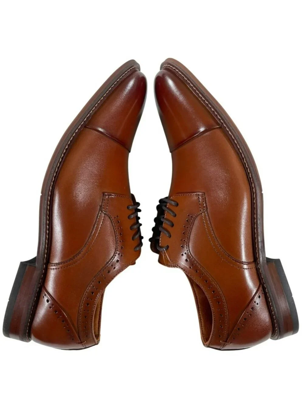 Stacy Adams Maddox Cognac Leather Cap Toe Oxford Dress Shoes Men's Size 10M NEW
